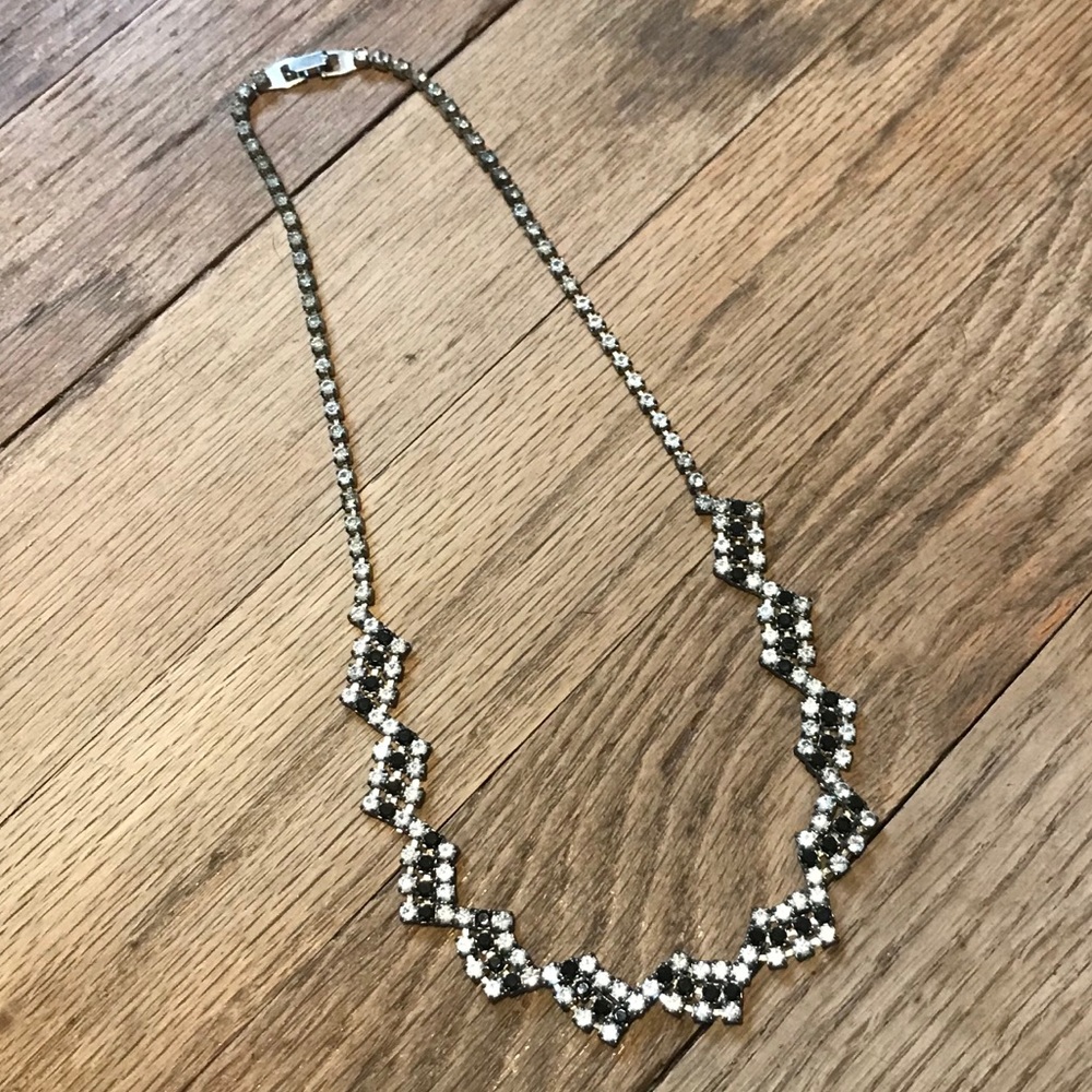 LOWEST PRICE Art Deco black and white rhinestone necklace